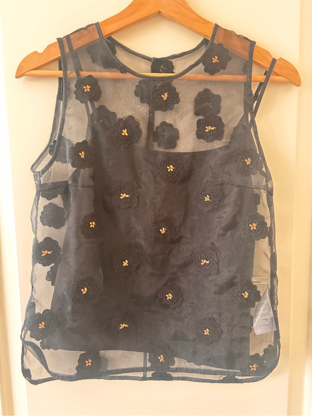 Snidel 2-Piece Sheer Floral Applique Top Set